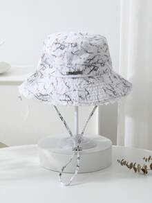 Korean Style Frayed Metal Letter Bucket Hat, Washed Vintage Rose Red Outdoor Hiking Sun Protection Cap For Women,Holiday,Travel - Hot Pink - View 15