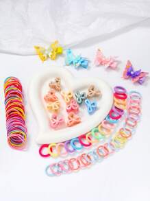 100pcs Hair Accessories Set Including Hair Clips, Hair Scrunchies, Glitter Butterfly Hair Clips And Hair Ties, Sweet And Cute Hair Decorations