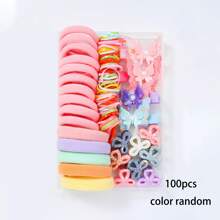100pcs Hair Accessories Set Including Hair Clips, Hair Scrunchies, Glitter Butterfly Hair Clips And Hair Ties, Sweet And Cute Hair Decorations