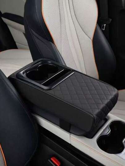 1个车载收纳盒，带水杯架，可放置手机、钥匙、停车卡、小物件等，方便取用。汽车中央控制台扶手垫可有效支撑肘部。PU皮革表面耐磨易清洁。