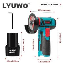 LYUWO Micro Angle Grinder, 12V Low-Noise Rechargeable Lithium Battery Angle Grinder, Micro Polishing Machine, Electric Cutting Machine, One Handed Operation, High Power, Can Cut Metal Steel, Polish Rust Removal, And Polish Wood. 2.0Ah Large Capacity Lithium Battery, Efficient Operation, Equipped With Free Parts