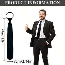 1pc Polyester Zipper Necktie - Grey - View 3