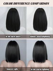 NAMM Parrucca corta dritta di 14 pollici alla moda per donne, parrucca con capelli corti e dritti di colore rosso con frangia, fibra resistente al calore, parrucca intera per costumi di Ognissanti, uso quotidiano in ufficio, cosplay, celebrazioni di Sakura, glamour e feste, streetwear, fotografia, accessori regalo per ragazze