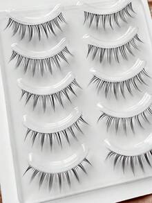 Manga Lashes 5 对全条假睫毛魔鬼漫画睫毛动漫角色扮演假睫毛带透明茎，漫画睫毛，日本化妆浓密自然纤细睫毛延长，亚洲韩国角色扮演动漫假睫毛化妆工具条状睫毛，睫毛，睫毛，假睫毛 - 尖尾漫畫款 - 查看 2