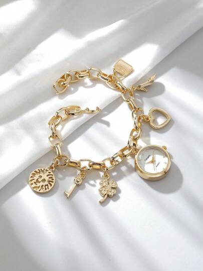 1pc Women's Fashionable Jewelry Bracelet Watch, Elegant Minimalist Quartz Watch, Versatile For Gifts Or Daily Wear