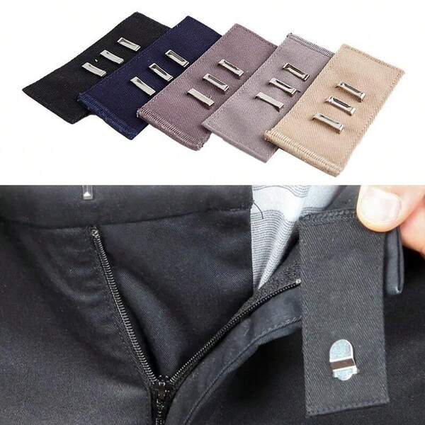 Boucle de rallonge de ceinture réglable - Boucle de rallonge en métal et en tissu, rallonge de taille élastique réglable pour hommes et femmes, plusieurs couleurs, ajusteur de pantalon, rallonge de ceinture, accessoire de mode DIY, revêtement en tissu de qualité supérieure, pour vêtements de grande taille, design dissimulé, coutures renforcées