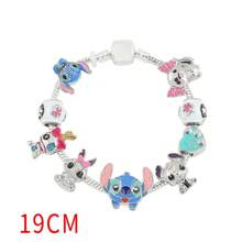 bandai Disney Anime Lilo And Stitch Bracelet Cute Cartoon Stitch Beads Hand Chain For Women Girls DIY Bangle Jewelry Accessories