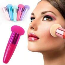 Quaste mit Pilzkopf-Form für flüssiges Make-up, Schwamm Kosmetik Puder Quaste, Schminkpinsel mit glättendem Griff