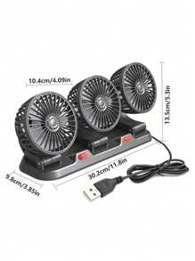 1pc, Car Fan, Powerful Rear Seat Back Usb Interface Double-Head Electric Fan, Strong Wind, Small And Portable, Does Not Take Up Space In The Car,Car Supplies Picnic Travel Summer Essential Beach Vacation Essential Back To School Supplies