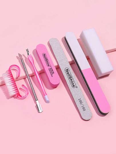 NailShine 7pcs Nail Care Tool Kit - Manicure Set: Nail File, Buffer, Polisher, Cuticle Pusher,Nail Supplies,Nail Tools,Nail Art Tools,Back To School,Nails,Nail Tools For Press On Nails