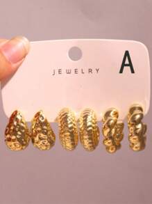 Conjunto de brincos de resina acrílica tipo C exagerados, 6 a 18 peças/conjunto, novo design, europeu e americano, transfronteiriço, banhado a UV, dourado, gota d'água