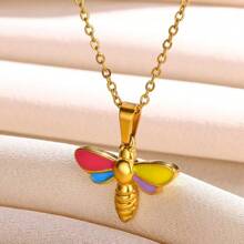 1pc Stainless Steel Dragonfly Pendant Necklace, Gift For Women