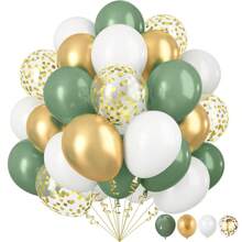 20/40 Stück salbeigrüne und goldene Luftballons-Set, geeignet für Hochzeiten, Geburtstage, Jahrestage, Abschlussfeiern usw. - Vielseitiges Dekor für Innenfeierlichkeiten, Geburtstagsballons