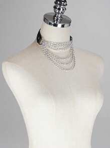 1PC, Pu Leather Rivet Inlaid Collar, Tassel Chain Sexy Lingerie Accessories