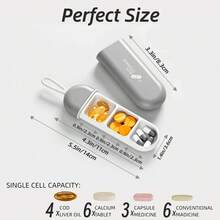1pc Pill Organizer 3 Compartments Portable Pill Case Travel Moisture Proof Pill Box For Tablets Vitamins Cod Liver Oil Supplements And Medication - Multicolor - View 7