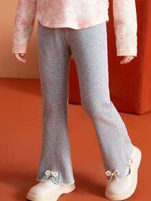 ASK JUNIOR Young Girls Floral Decor Casual Knit Pants, Spring New Arrival Baby Sweatpants