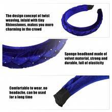 Velvet Headband For Women, Braided Velvet Headband, Braid Hair Band Winter, Criss Cross Twist Hairbands, Fashion Knotted Headbands, Hair Accessories For Women - 藍色 - 查看 2