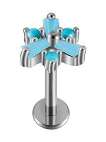 1 PIEZA Pendientes de turquesa Gema de turquesa Pendiente de trágus con forma de girasol de 16G para lóbulo de la oreja, trágus y cartílago