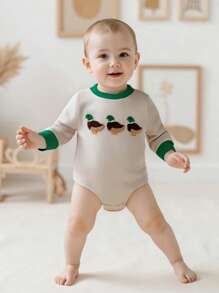 Baby Boy Hunting Outfit Long Sleeve Crew Neck Embroidery Sweatshirt Bubble Romper Duck Fall Bodysuit Winter Clothes