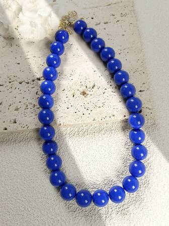 1pc Shiny Beaded Necklace, Suitable For Daily Wear
