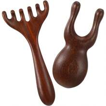 2Pcs/Set Wooden Massage Tools Meridian Massage Comb Gua Sha Facial Tools Sandalwood Scalp Massage Comb Nose Scrubber Eyes Facial Wood Massager Tool Handheld Massager Tool Gift For Women,Back To School,Travel Holiday Essentials,Hair Accessories For Women