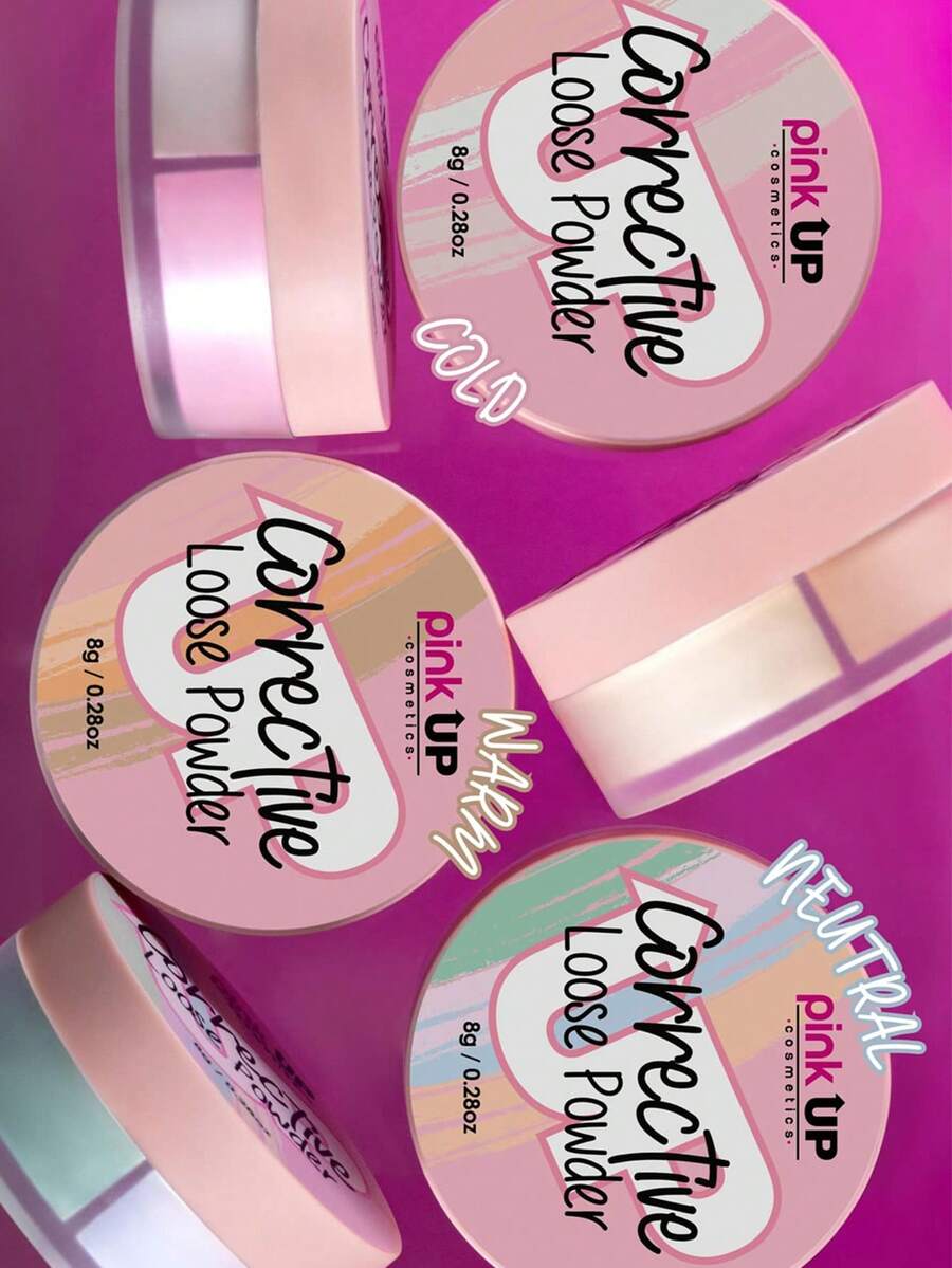 FASHIONITY Pink Up Colección 3 Correctores en polvo para rostro con acabado mate y micro destellos - Corrective Loose Powder