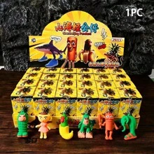 24pcs/Set Shan Hai Jing Blind Box Figurines, Cute Cartoon Wooden Stick People Keychain Toys, Gifts