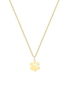 Colar com pingente de pata de cachorro fofo personalizado de estilo simples, colar com nome gravado personalizado e pingente de pata de cachorro, corrente de clavícula feminina de aço inoxidável com padrão de pegada de animal de estimação de desenho animado, joia para festa