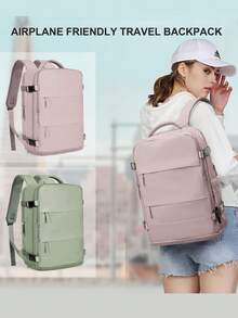 Lightweight Laptop Travel Backpack, Lightweight Schoolbag, Large Capacity Business Work Bag For 15.6-Inch Laptop,Carry-On Travel Backpack For Men Women, No Check-In, School Bag Backpack With Shoe Compartment, Nylon Material, For Men, Women, Outdoor Leisure, Business Trip, Short Trip, Computer Backpack Fits 15.6/16.1 Inch Laptop, Casual Style, Perfect For Daily Commute, Commuter Backpack, Vacation Style - Beige - View 10