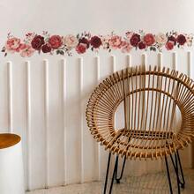 1pc Pink Enchantress Flowers And Green Leaves Wall Sticker, Stickers, Wall Decal, Vinyl Decal For Home Decorations, Spring Decoration Items Refresh Your Home, Festival Decoration Stickers Gifts Birthday Graduation - Multicolor - View 9