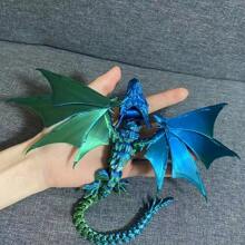 1pc Laser Holographic 3D Printed Flying Dragon With Joints Model, Gift Chinese Dragon Creative Collection Aquarium Decoration, Home Decor Room Decoration Gothic