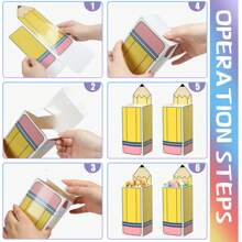 3pcs/6pcs/12pcs Pencil Shaped Candy Boxes Popcorn Box Pencil Gift Bags Snack Paper Containers For Graduation Back To S Chool Classroom Decoration
