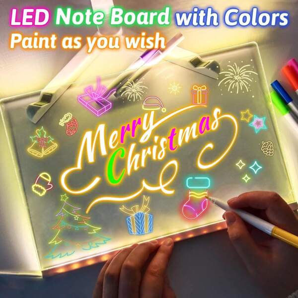 LED Illuminated Acrylic Message Board, Erasable DIY Luminous Drawing Pad, USB Powered Tabletop Night Light With Cord, For Bedroom, Birthday Gifts, Front Desk, Kitchen
