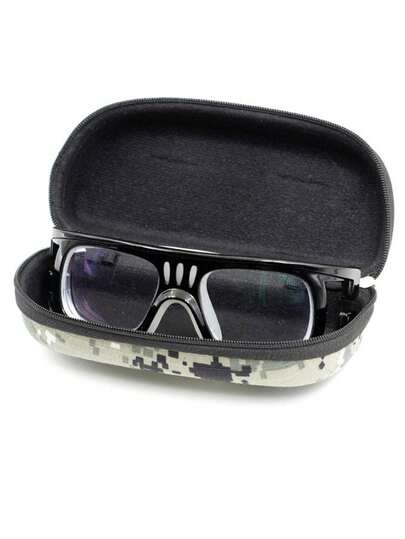 Camouflage Hard Shell Glasses Case Outdoor Sports Zipper Storage Box Thickened Anti-Shock Glasses Protective Organizer Military Portable Eyewear Container Lightweight Travel Accessories For Women Men Adventure Hiking Camping Beach Vacation