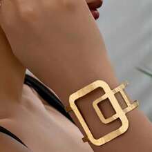 1pc Fashionable Minimalist Metallic Sea Star Linked Adjustable Bangle Bracelet For Women
