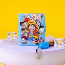 bandai 1 pieza Cuaderno de espiral de Bandai con dibujos animados de One Piece, libreta de notas para estudiantes, set de anime con bolígrafo y colgante, cuaderno de material, diario, útiles escolares, premio para estudiantes, cuaderno para fiestas, artículos de papelería de regreso a la escuela, uso de oficina, bolígrafo para exámenes
