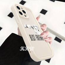 [Teléfono] Funda con diseño de perro y su dueño, textura esmerilada, tacto suave, ideal para parejas, compatible con phone 11, 12, 13, 14, 15, ProMax, XS, XR, X, 8 Plus, SE, 2022 y 13. Estilo universal para parejas, padres, novios, hombres o mujeres Mujer - Blanco marfil - Ver 10
