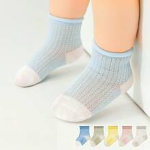5 Pairs Baby/Toddler Cotton Mesh Breathable Ankle Socks, Loose Cuff Thin Sock For Infants