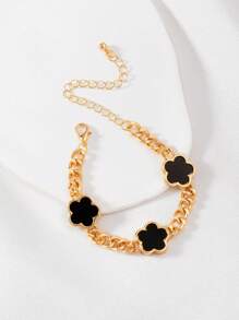 1pc Fashionable Minimalist 5-Petal Flower Design Women Bracelet, Classic Style Suitable For Daily Wear, Best Gift For Friends (No Box)