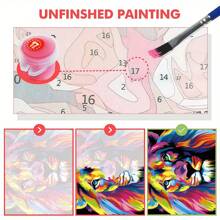 Kit de pintura digital DIY al óleo acrílico, 40*50cm con pinturas y pinceles, excelente para aliviar el estrés, pintura a mano por número, diseño de león colorido, artesanía de decoración para pared, pintura para principiantes, regalo ideal (sin marco)