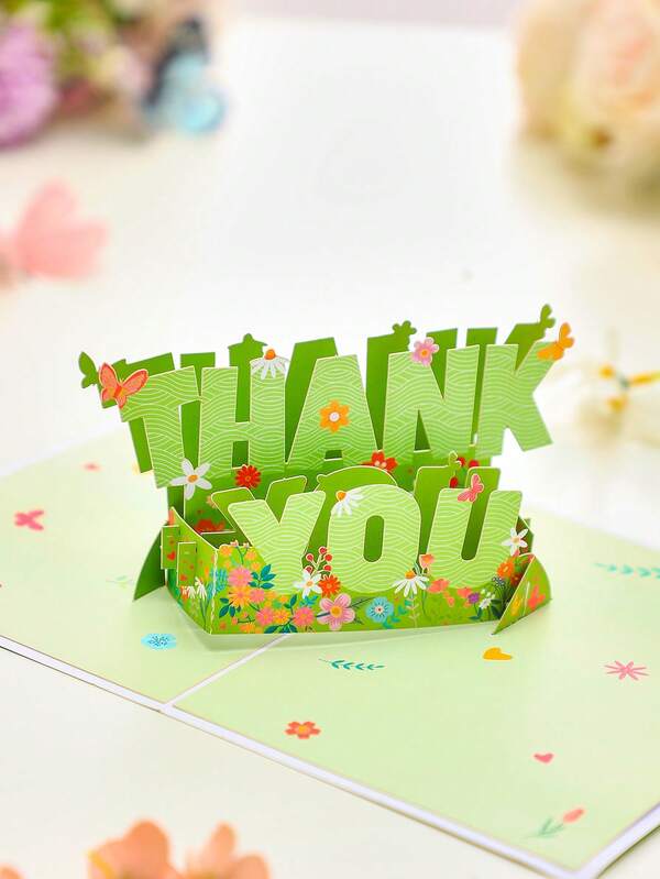 1pc Simple And Warm Thank-You 3D Greeting Card, Birthday Card, Surprise Gift For Friends, Suitable For Visiting Friends And Expressing Blessings Or Gratitude To Others