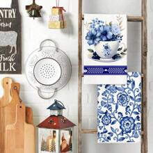 2 Pieces Set Of Kitchen Towels With Classic Retro Color Patterns Of Blue And White Porcelain, Blue And White, Soft And Absorbent Decorative Polyester Dishwashing Towels, Machine Washable, Size 40 * 60cm, Suitable For Decoration In Kitchens, Restaurants, Family Banquets And Parties, And Can Also Be Given As Gifts.