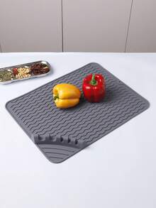 1pc Silicone Drain Mat, Heat Resistant Non-Slip Kitchen Sink Dish Drying Mat, Versatile Spoon Rest, Kitchen Accessories - Multicolor - View 3