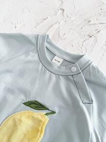 Newborn Baby Boy Cute Embroidered Fruit Short Sleeve Romper, Summer