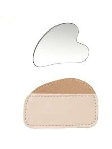 Stainless Steel Facial Makeup Tool Set (Ultra Thin Foundation Brush + Heart Shape Scraper + Stainless Steel Spatula + Leather Case) - Multicolor - View 11