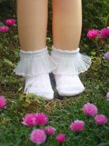 4 pares de calcetines de tobillo con volantes de tela de malla para niños