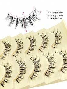 Rikuaild 5 Pairs New Cartoon Style Soft & Natural False Eyelashes, Cartoon Lashes For Daily Makeup, Date Night - 自然纖長款 - 查看 4