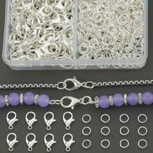 700pcs Random Color Mixing/Golden/Silver/White K/KC Gold Lobster Clasps And Split Ring Set, Including 100pcs Lobster Clasps And 600pcs Jump Rings, Mainly Used For DIY Jewelry Making, Chains, Necklaces, Anklets, Hair Accessories, Pendants