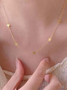 1 pieza de collar de estrella plateado de ley S925 lindo para uso diario de mujeres, regalo del Día de San Valentín, regalo del Día de la Madre
