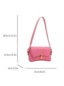 优雅女士单肩包 - 复古金色金属配件搭配简约纯色PU通勤钱包。颜色：黑色/白色/紫红色/黄色。百搭的上班/周末托特包，适合办公室、购物和日常时尚。 - 彩色 - 查看 4